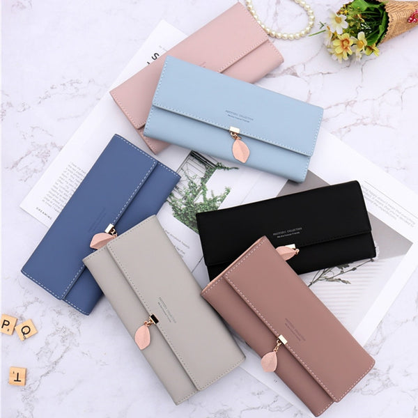 S.IKRR Leather Women Wallets Coin Pocket Hasp Card Holder Money Bags Casual Long Ladies Clutch Phone Wallet Women Purse 2020