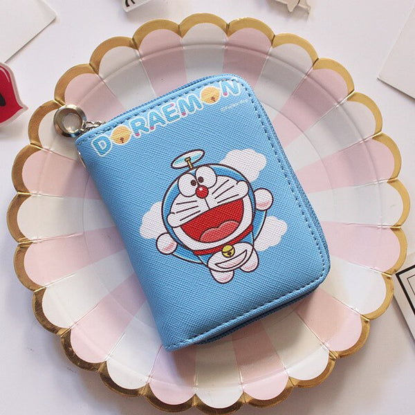 Doraemon Pattern Women's Fashion Prints Mini Wallets Coin Purse Large Capacity Clutch  PU Leather Ladies Card Holder Wallets
