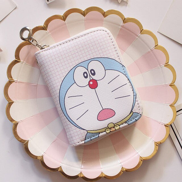 Doraemon Pattern Women's Fashion Prints Mini Wallets Coin Purse Large Capacity Clutch  PU Leather Ladies Card Holder Wallets